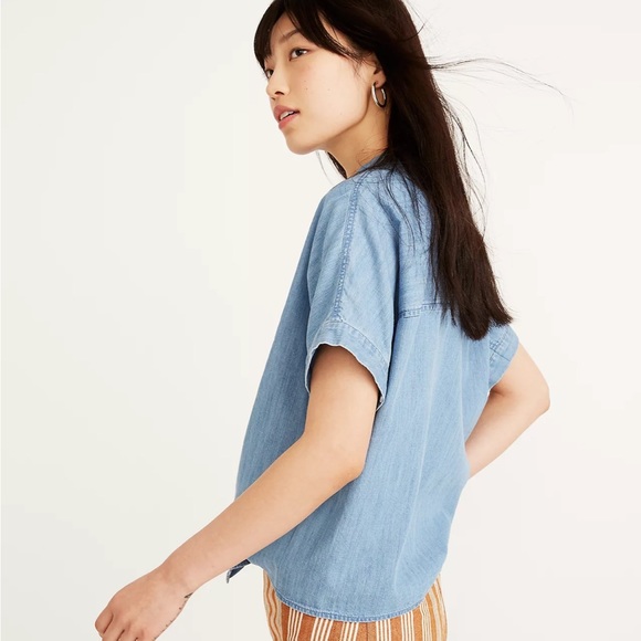 Madewell Denim Short-Sleeve Tie-Front Shirt - Picture 2 of 8